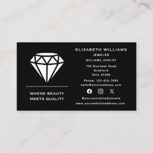 Eleganter Schmuckdesigner Jeweler Jewelier Diamond Visitenkarte