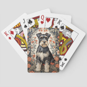 Eleganter Schnauzer William Morris inspiriert flor Spielkarten