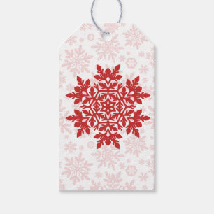 Eleganter Schneeflocke (Cranberry - Weiß) Geschenkanhänger