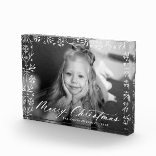 Eleganter Schneeflockenrahmen Weihnachten Fotoblock