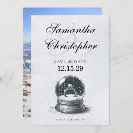 Eleganter Schneeglobe Verlobung Ring Save The Date