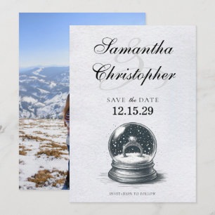 Eleganter Schneeglobe Verlobung Ring Save The Date