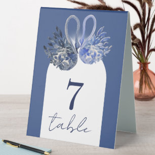 Eleganter Schöner Blauer Boho Schwan Aquarell Tischaufsteller