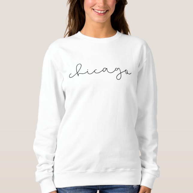 Eleganter Schrift von Chicago Sweatshirt (Vorderseite)