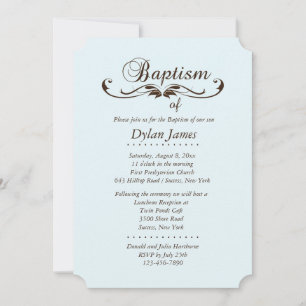 Eleganter Schriftart Blauer Taufen Einladung