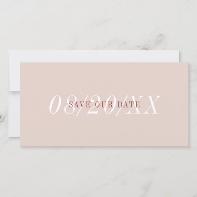Eleganter Schriftart Minimalistisch Rosa Terracott Save The Date (Vorderseite)