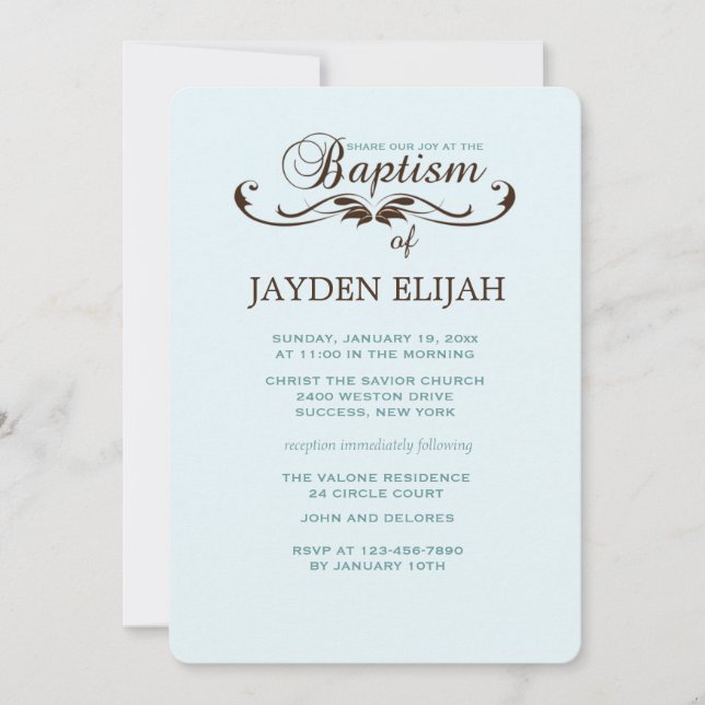Eleganter Schriftart Taufe Einladung (Vorderseite)