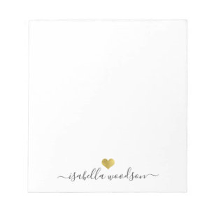 Eleganter Schriftname Faux-Goldfolien-Herz  Notizblock