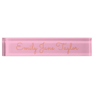 Eleganter Schriftname Minimalistisch Rosa Orange N Namensplakette