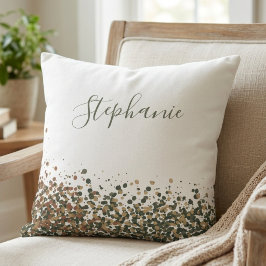 Eleganter Schriftname mit erdigem Glitter-Konfetti Kissen