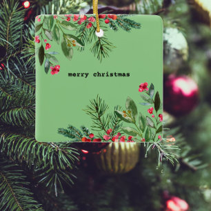 Eleganter Schriftsteller Weihnachten Foliage Holly Keramikornament
