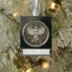 Eleganter Schutzengel-Weihnachtsschmuck Banner-Ornament Silber