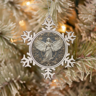 Eleganter Schutzengel-Weihnachtsschmuck Schneeflocken Zinn-Ornament