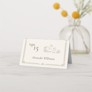 Eleganter Schwan | Alte Geldhochzeit Platzkarte