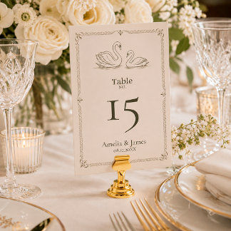 Eleganter Schwan | Alte Hochzeit im Geldadel-Stil Tischnummer