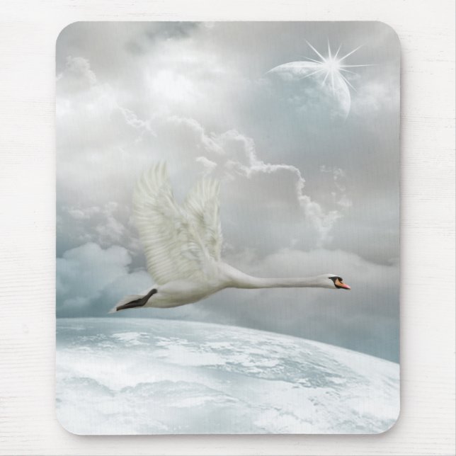 Eleganter Schwan in Flight Mousepad (Vorne)