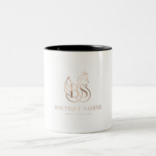 Eleganter Schwan Linien Kunst Minimalistische Kera Zweifarbige Tasse