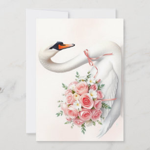 Eleganter Schwan mit Rosen Feiertagskarte