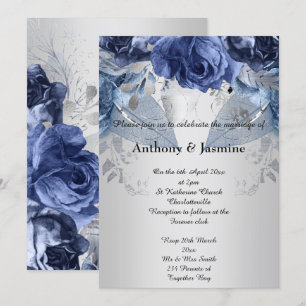 ELEGANTER SCHWANKER-NAVY-ROSE-WEDING-EINLADUNG EINLADUNG