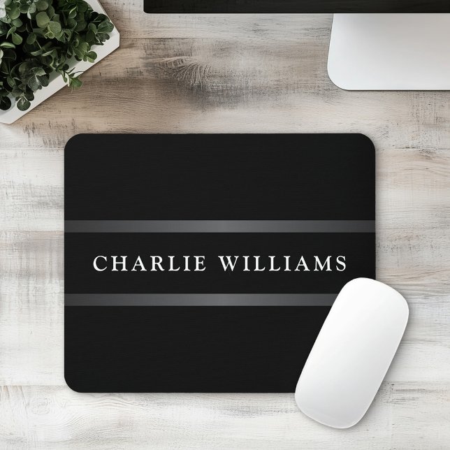 Eleganter schwarz dunkelgrauer Familienname oder G Mousepad (Elegant black dark gray family name or business mouse pad)