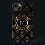 Eleganter Schwarz & Gold Barockrahmen iPhone 13 Hülle<br><div class="desc">Eleganter schwarz-goldfarbener Rahmen Barockstil mit anpassbarem Monogramm.</div>