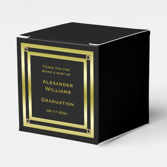 Eleganter Schwarz-Gold-Gerahmter Abschluss Geschenkschachtel (Vorderseite)