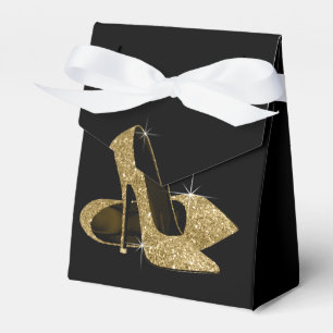 Eleganter Schwarz-Gold Glitzer High Heel Shoe Geschenkschachtel