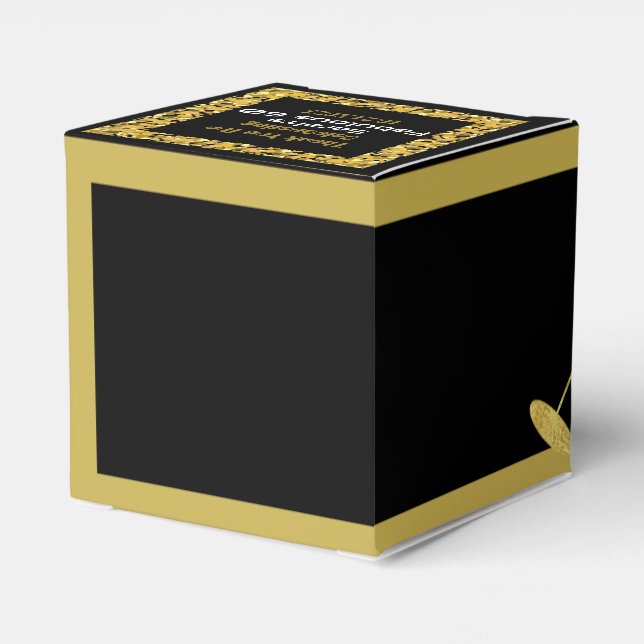 Eleganter Schwarz-Gold-Glitzer Staub zum Geburtsta Geschenkschachtel (Rückseite)