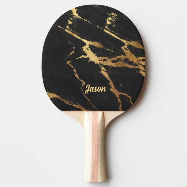 Eleganter Schwarz-Gold-Marmor-Look Tischtennis Schläger (Vorderseite)