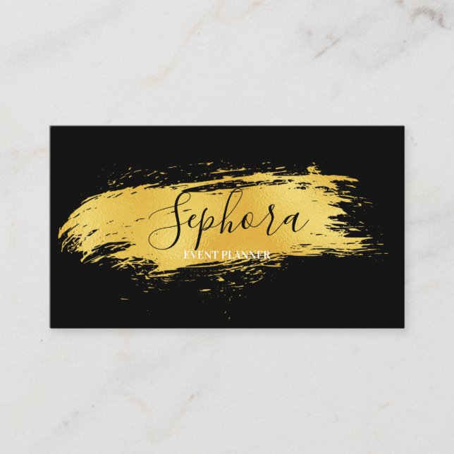 Eleganter Schwarz-Gold-Metallischer Foil Paint Str Visitenkarte (Vorderseite)