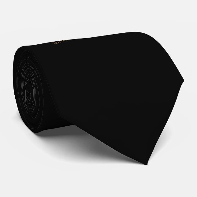 Eleganter Schwarz-Gold-Personalisiert-Monogramm-Na Krawatte (Gerollt)