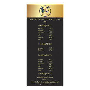Eleganter Schwarz & Gold Unisex-Frisiersalon Werbekarte