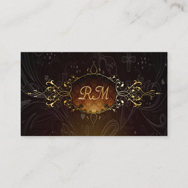 Eleganter Schwarz-Gold-Vintag-Gold-Spitzenrahmen 2 Visitenkarte (Vorderseite)