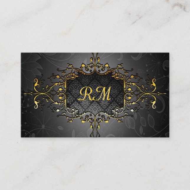 Eleganter Schwarz-Gold-Vintag-Goldrahmen Visitenkarte (Vorderseite)