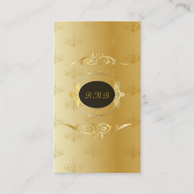 Eleganter Schwarz-Gold-Vintag-Goldrahmen Visitenkarte (Vorderseite)