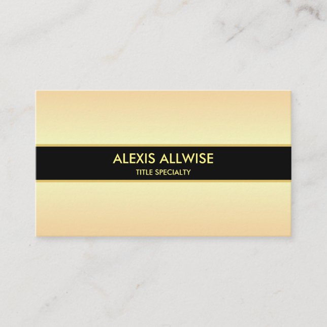 Eleganter Schwarz & Golden Metallic Look Visitenkarte (Vorderseite)