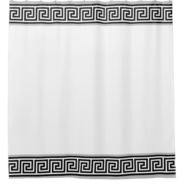 Eleganter Schwarz & Grauer Griechischer Vector auf Duschvorhang (Vorderseite)