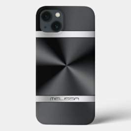Eleganter Schwarz Metallic Print Silver Akzent Case-Mate iPhone Hülle