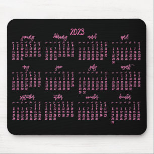 Eleganter Schwarz-Rosa-Kalender 2023 Mousepad