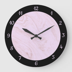 Eleganter schwarz rosa Marmor Trendy Large Clock Große Wanduhr
