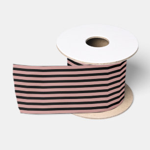 Eleganter Schwarz/Rosa Streifen Satinband