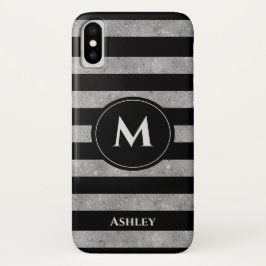 Eleganter Schwarz-Silber-Glitzer Streifen Monogram Case-Mate iPhone Hülle