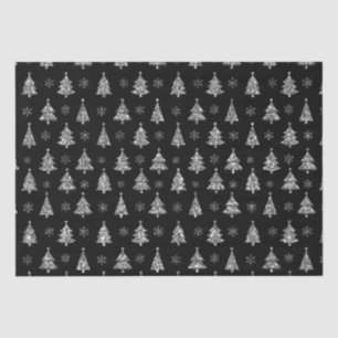 Eleganter Schwarz-Silberner Glitzer Weihnachtsbaum Seidenpapier