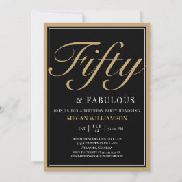 Eleganter Schwarz und Gold 50 und fabelhafter Gebu Einladung