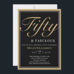 Eleganter Schwarz und Gold 50 und fabelhafter Gebu Einladung<br><div class="desc">Elegante Black and Gold 50 und fabelhafte Geburtstagseinladung Ihre Gäste werden wissen,  dass dies ein besonderes Party sein wird,  wenn Sie nur diese Einladung ansehen!</div>