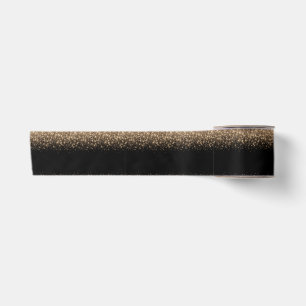 Eleganter Schwarz- und Gold-Glitter-Ombre Satinband
