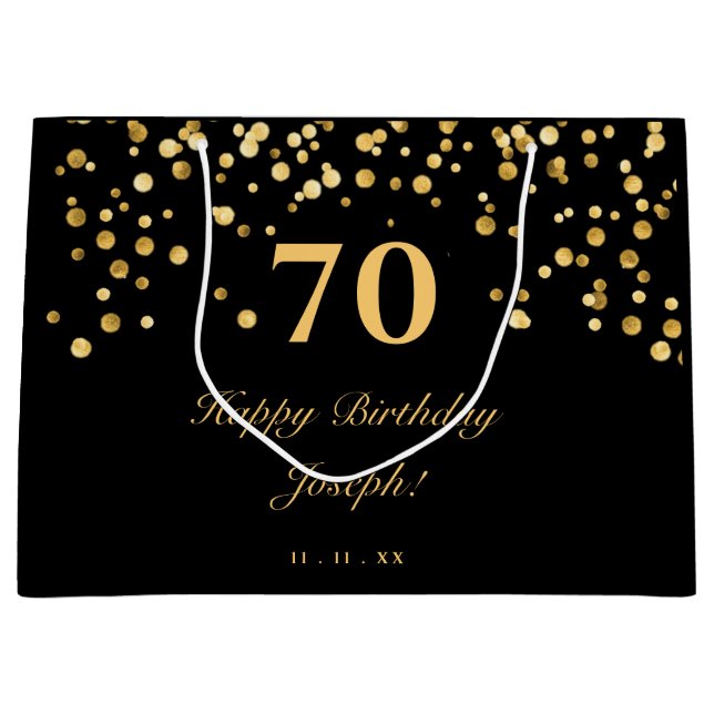 Eleganter Schwarz und Gold Glückwunsch zum Geburts Große Geschenktüte (Vorderseite)