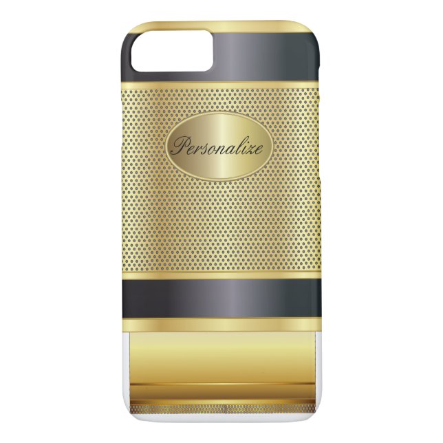 Eleganter Schwarz-und Goldmetallentwurf Case-Mate iPhone Hülle (Rückseite)