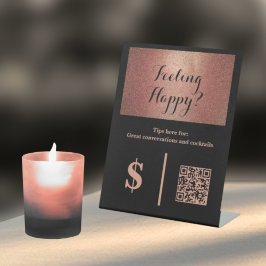 Eleganter Schwarz- und Roségold-QR-Code-Barkeeper- Sockelschild