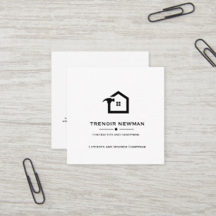 Eleganter Schwarz-Weiß-Bau-Handwerker Quadratische Visitenkarte